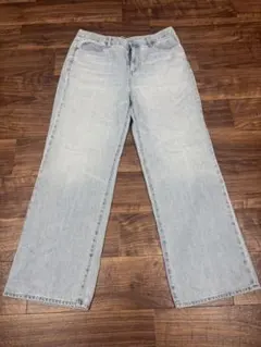 ●【美品】UNIQLO ワイドストレートジーンズ/丈長め