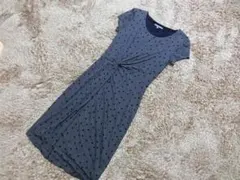 ローラアシュレイ　美ライン　ストレッチ　ワンピース　ドット　グレー　１１