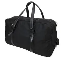 agnes b. アニエスベー ボストンバッグ 旅行鞄 ナイロン×レザー 黒