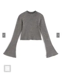 GRL k9316e ラメニットフレアスリーブショートトップス