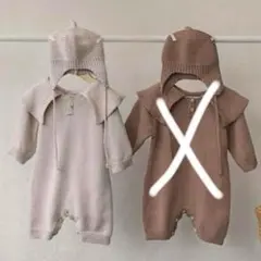 ニットロンパース　ビックカラー