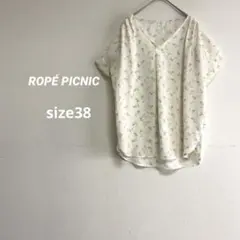 ロペピクニック レディース Ｖネック半袖ブラウス 小花柄 M オフホワイト