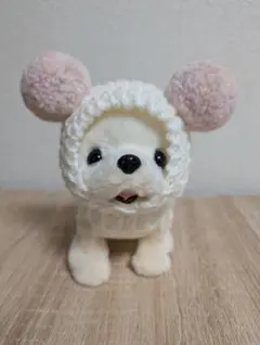 ハンドメイド犬帽子61　ふわふわポンポン2個　18〜24サイズ