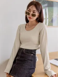 DAZY 無地柄 リブニット Tシャツ 10992798