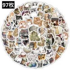 918　ステッカー　お裾分け　フレークシール　海外　防水　動物　生き物　ねこ