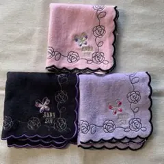 anna sui  ローズ刺繍ハンカチ　3枚セット新品未使用