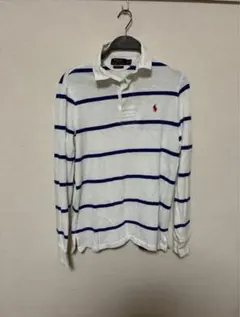 POLO Ralph Lauren S ストライプ　ポロシャツ　白　青