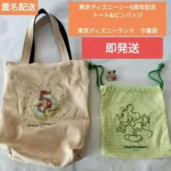 東京ディズニーシー5周年トートバック非売品汚れ有り5周年ピンバッジ匿名配送