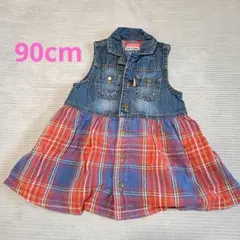 Daddy Oh Daddy デニム チェック ワンピース 90のサムネイル