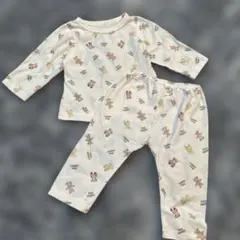 ピンク　くま柄　ベビーパジャマ　90サイズ　薄手