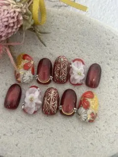 現品　ネイルチップ　成人式　結婚式　和柄のサムネイル