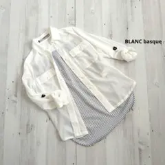 BLANC basque ブランバスク パールボタン シアーシャツ ストライプ