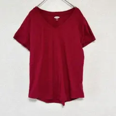 ★美品❣️オールドネイビー Vネック 半袖 無地 【M】赤 綿 シンプルのサムネイル
