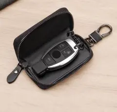 本革風 キーケース スマートキー対応 ブラック メンズ レディース コンパクト