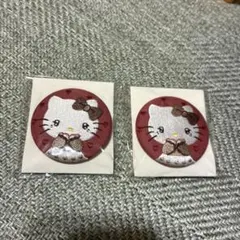 サンリオ　ハローキティ　刺繍　缶バッジ　うるうるハート