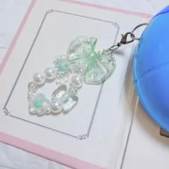 【匿名配送】ビーズ ストラップ 推し活 スマホ たまごっち たまパラ グリーン