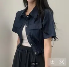 ポケットクロップデニム半袖