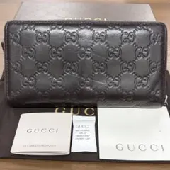 美品】 グッチ 449391 マイクログッチシマ 長財布 ブラック 黒 ピンク