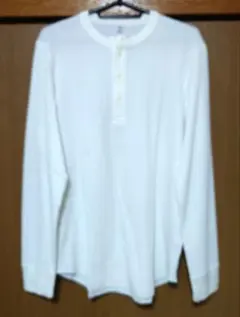 UNIQLO ワッフルヘンリーネック 長袖シャツ M　白