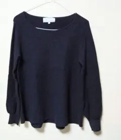 【ロペピクニック】クルーネック ニットセーター 長袖　紺