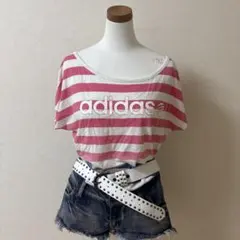 adidas 半袖 Tシャツ ワンショルダー ボーダー y2k 平成 00sのサムネイル