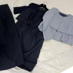 大きいサイズ 13号 3点 セットアップ スーツ ワンピース パンツ 黒