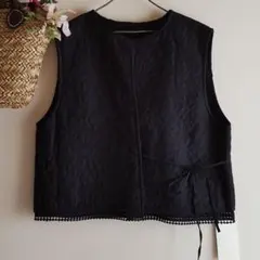 新品　SM2☆ブラック／kazumiさんコラボ　キルトとレース2WAYベスト