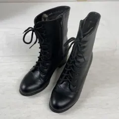 ワケあり美品！サイズ24.5！複数購入可能！１つあると便利！ブラックブーツ