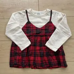 JUEGO 長袖カットソー 赤・黒チェック 100cm