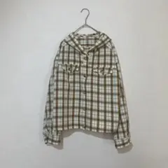 ナイスクラップ　チェックオーバーシャツ ブラウン×ベージュ フリー　フード　長袖