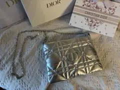 Dior シルバー カナージュキルティングショルダーバッグ