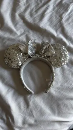 ミニー耳カチューシャ シルバー スパンコール