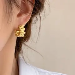ゴールド ピアス フープ 変形デザイン モード 個性 小ぶり 高見え レディース