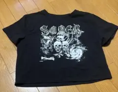 スカルグラフィック クロップドTシャツ 黒 パンク ロック系