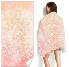 バスタオル ビーチタオル 大判 厚手 やわらかタオル プール 旅行 オレンジ