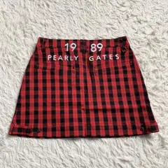 新品■パーリーゲイツ　ミニスカート　チェック柄　ゴルフウェア　定価28,600