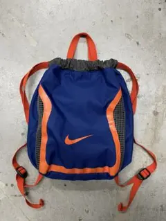 00s NIKE ナイキ　ナップサック　メッシュ　y2k ネイビー　オレンジ