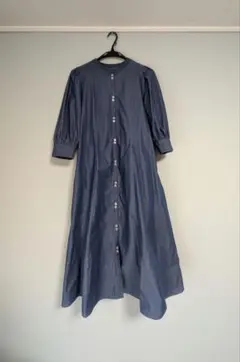 ボタン付き長袖デニムロングワンピース Sサイズ 低身長