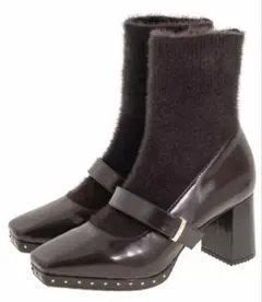 【ほぼ新品！】RANDAダークブラウン スタッズ付きブーツ