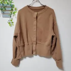SIMPLICITE♡カーディガン トレーナー生地 あったかジャケット ブラウン