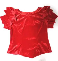 フラダンス　レッド寄りのオレンジベルベットトップス