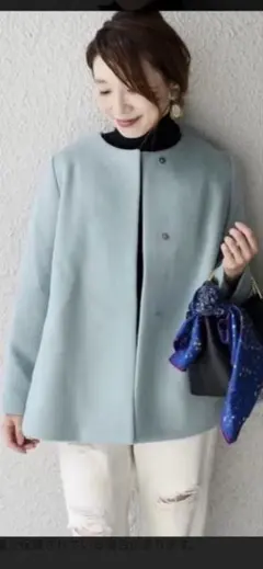 ships☆ノーカラーコート　極美品　ミントグリーン