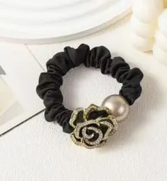 ☆新品☆ カメリア　ヘアゴム　ヘアアクセサリー　フラワー　花　シュシュ　パール