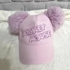 美品　ディズニーリゾート　ポンポン　パステルピンク　ミッキーマウス　帽子