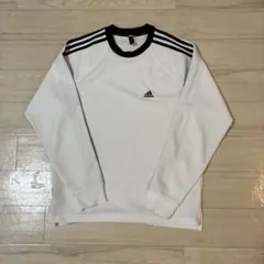 アディダス長袖ラグランTシャツ　ホワイト×ブラックLサイズ相当