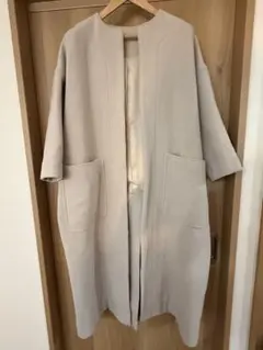 ミラオーウェン ノーカラーステッチデザインロングコート