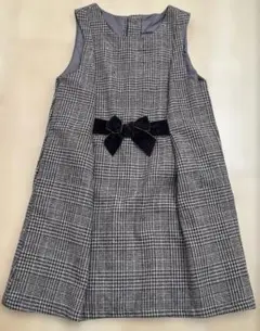 プティマイン　ウエストリボンジャンスカ　チェック柄ワンピース 130 スカート