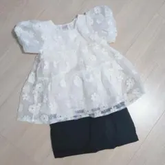 petit main花柄刺繍チュニック＆スカートセット(120cm)