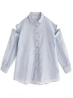 袖2Wayストライプ柄シアーシャツ[dk957] 水色