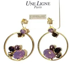 UNE LIGNE スワロフスキー クリスタル　フープピアス